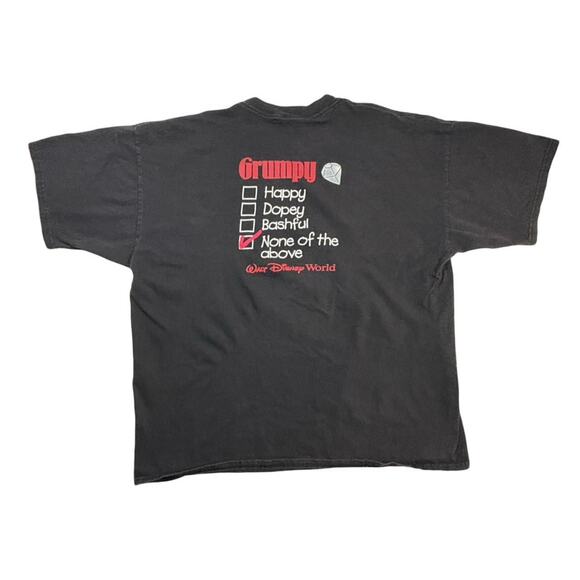 90s disney world tee shirt 7 dwarfs grumpy men's XL black - Picture 3 of 5